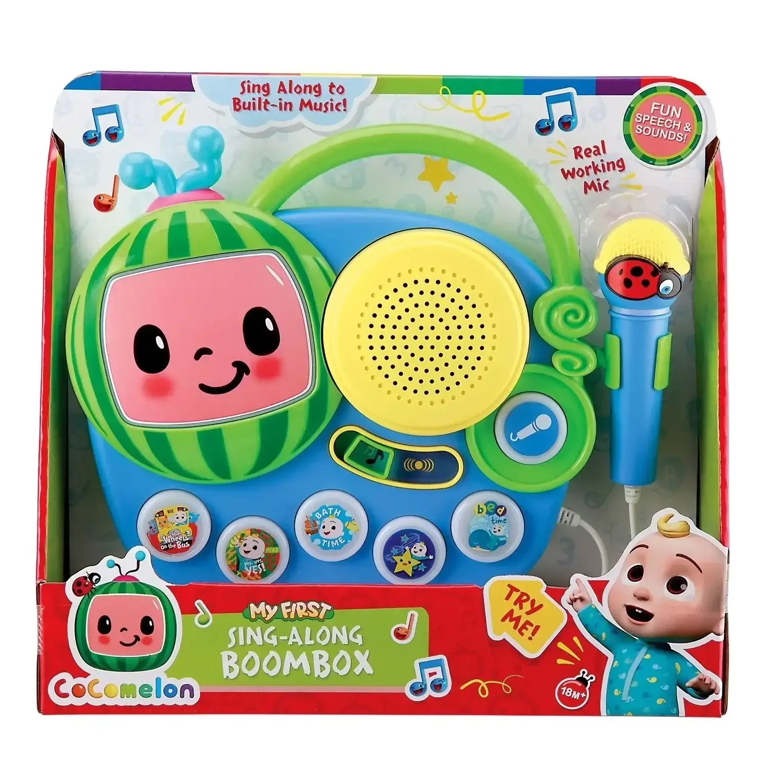 Cocomelon Sing Along Boombox - Music & Working Karaoke Microphone, Children Ages 3+ - USA MEGA SHOP