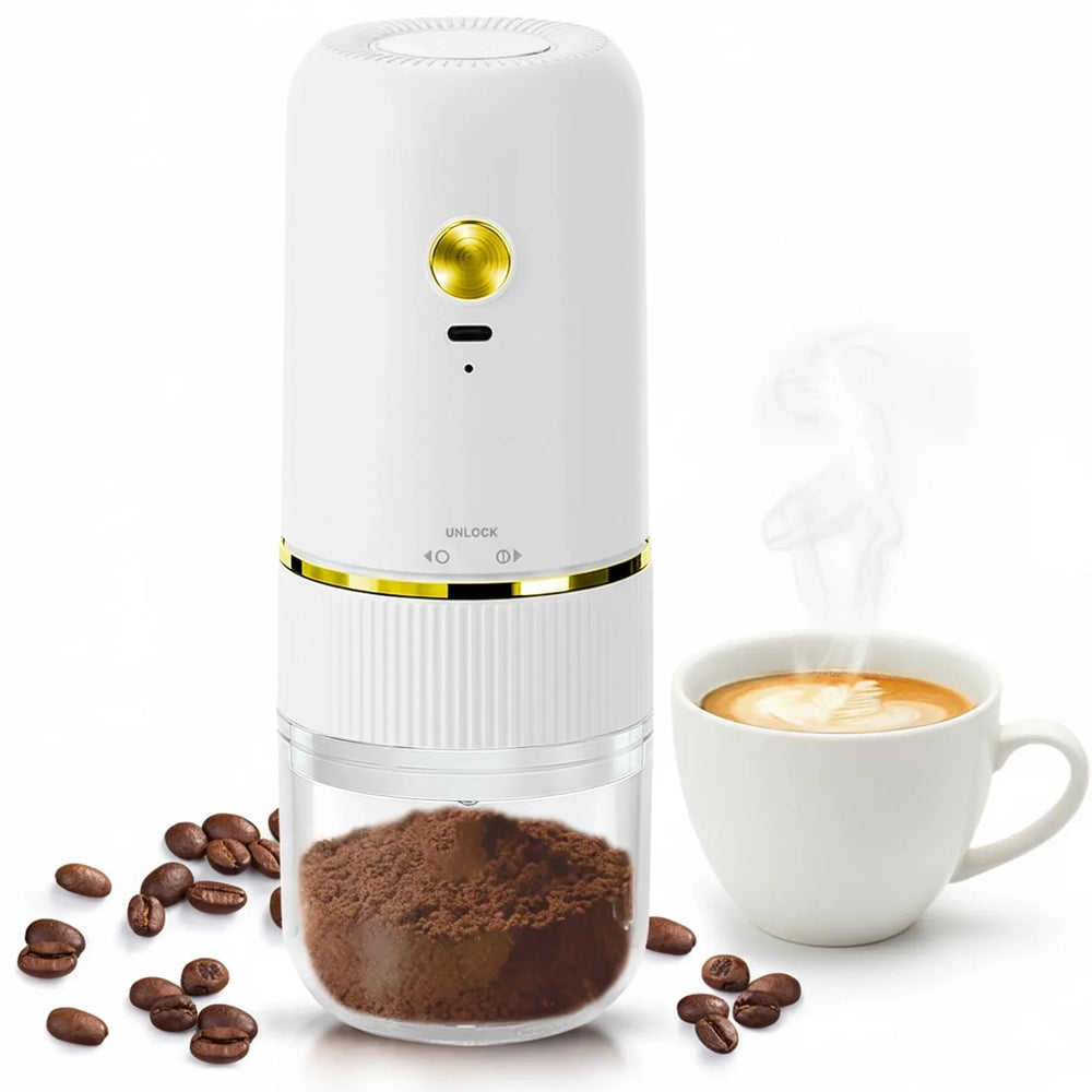Coffee Grinder Electric,Electric Coffee Grinders Mannual for Home Use, Adjustable & Portable,Stainless Steel, White - USA MEGA SHOP