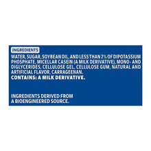 Coffee-mate creamer ingredients label panel with ingredient list and milk derivative note.
