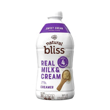Coffee creamer bottle, natural bliss sweet cream front label, 56 fl oz