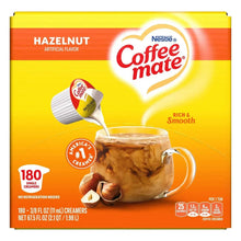 Coffee-mate hazelnut coffee creamer box with 180 single creamers