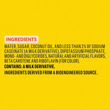 Coffee-mate ingredients panel with water, sugar, coconut oil, and flavors