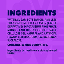 Ingredients label panel on coffee creamer, purple background with ingredient list