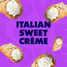 Italian sweet creme themed graphic with croissant pastries and white cream dollops