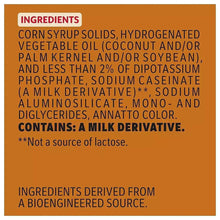 Coffee creamer ingredients panel, orange label with ingredient list text