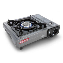 Gray 1-burner portable butane camping stove with black burner cap and side knob