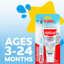 Baby toothbrush and fluoride-free training toothpaste kit, 3–24 months blister packaging