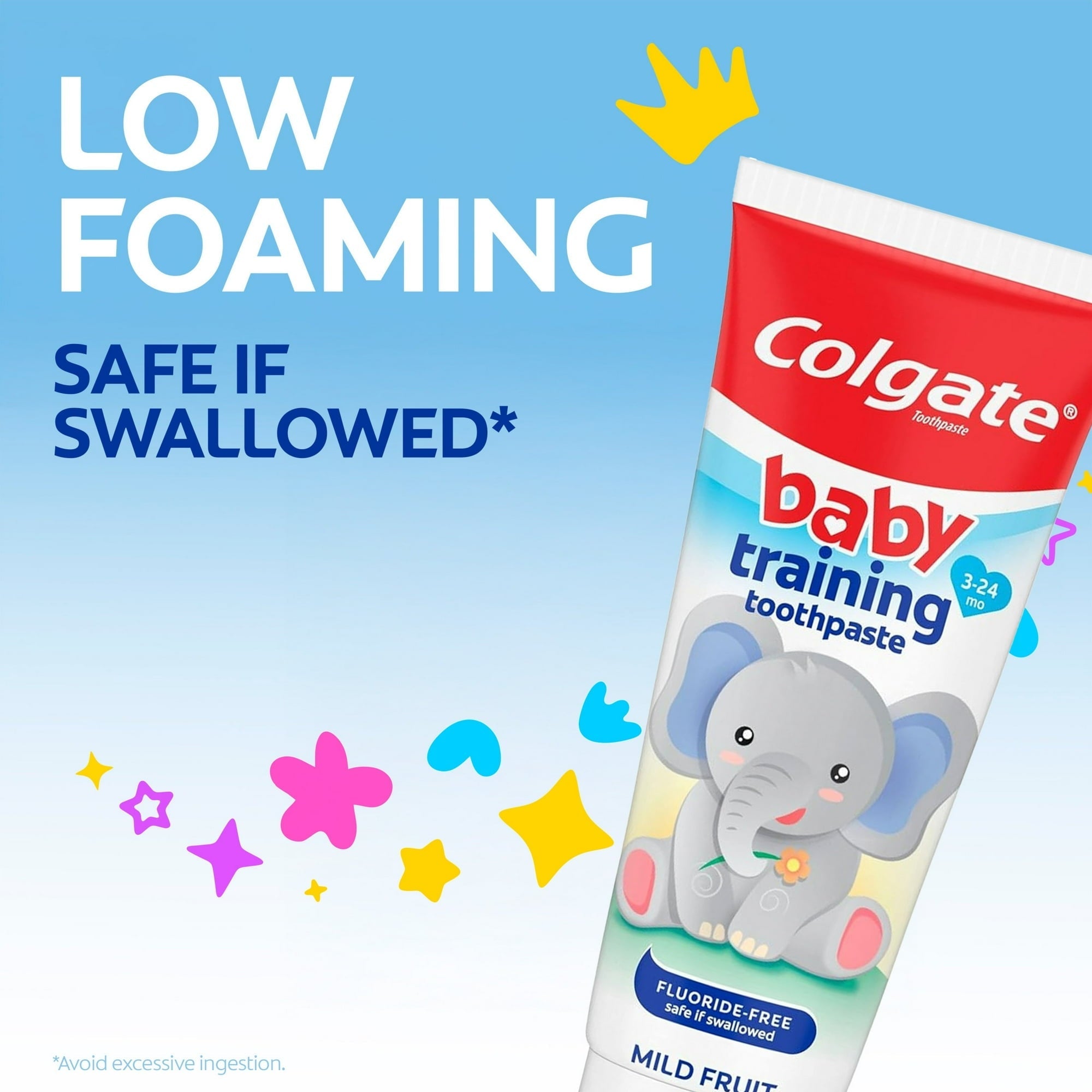 Colgate Baby Toothbrush and Fluoride Free Training Toothpaste Kit, Bubblefruit, 1.75 oz, 3-24 Months