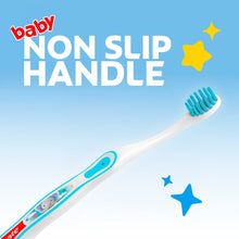 Baby non-slip toothbrush handle with blue bristles