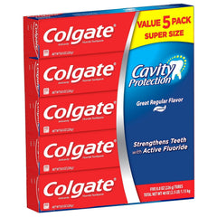 Colgate Cavity Protection Toothpaste with Fluoride, Regular Flavor, 8 oz., 5 pk.