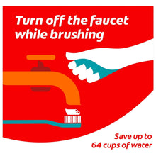 Colgate Cavity Protection toothpaste panel: turn off faucet while brushing, water saving