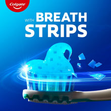 Colgate MaxFresh breath strips foaming gel on toothbrush