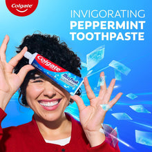 Colgate MaxFresh Invigorating Peppermint toothpaste tube with breath strips