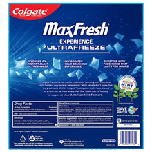 Colgate MaxFresh UltraFreeze toothpaste box back panel with product details