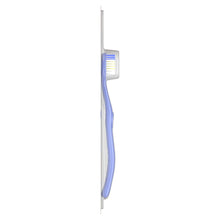 Single kids toothbrush with light blue handle and soft bristles
