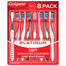 Colgate Optic White manual toothbrushes, 8-pack, platinum soft advanced cleaning.
