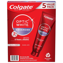 Colgate Optic White Advanced sparkling white toothpaste 5-pack value box, red tubes