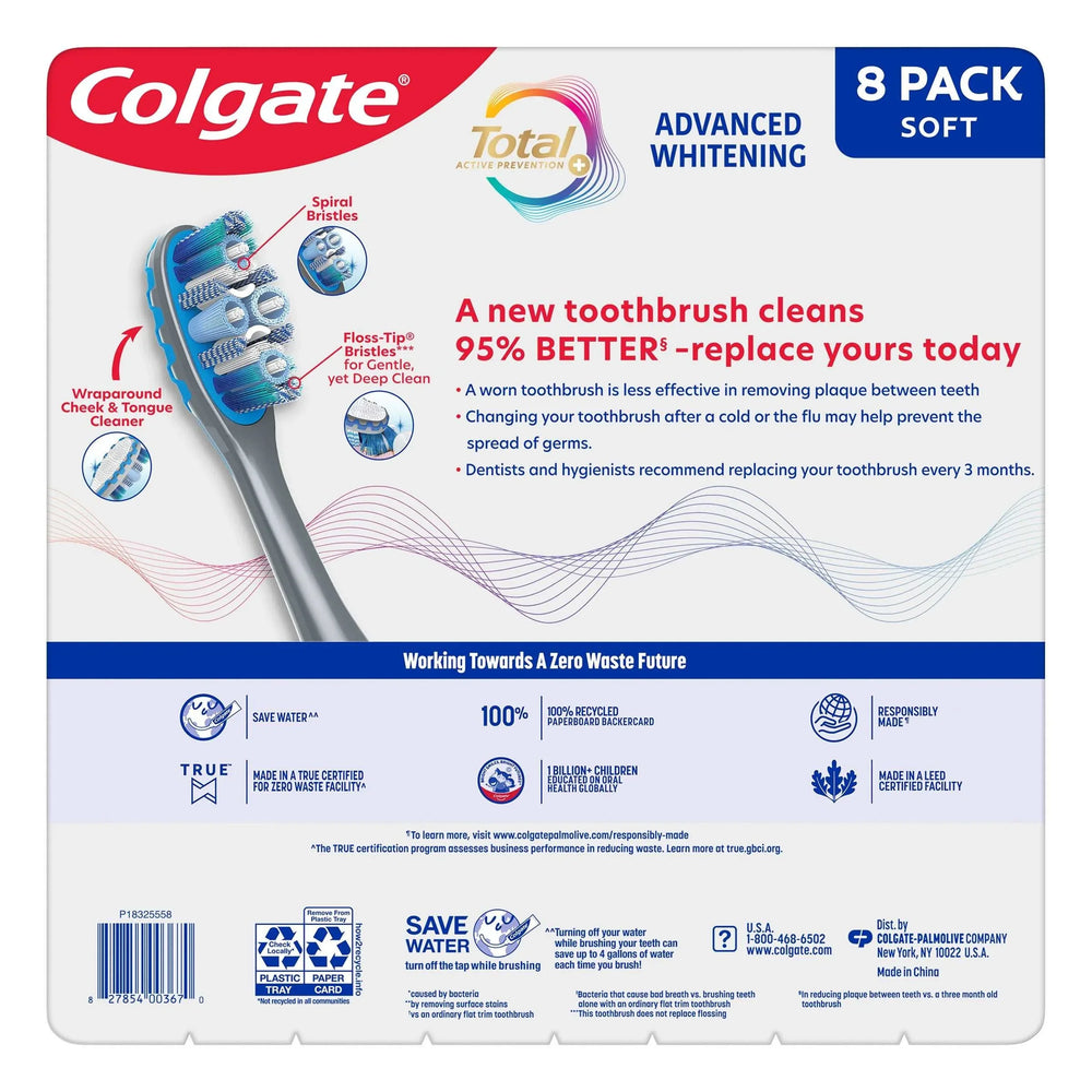 Colgate Total Advanced Whitening Toothbrush, 8-pack - USA MEGA SHOP