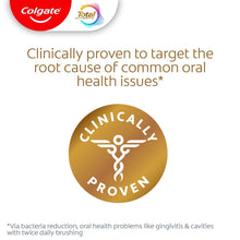Colgate Total clinically proven badge on oral health marketing background
