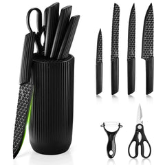 Joyfair Kitchen Knife Set, 7 Pcs Stainless Steel White Knives Block Set for Chef, Super Sharp Professional Knife Set with Universal Knife Block for Home Restaurant, Non-Stick & Anti-Rust - USA MEGA SHOP