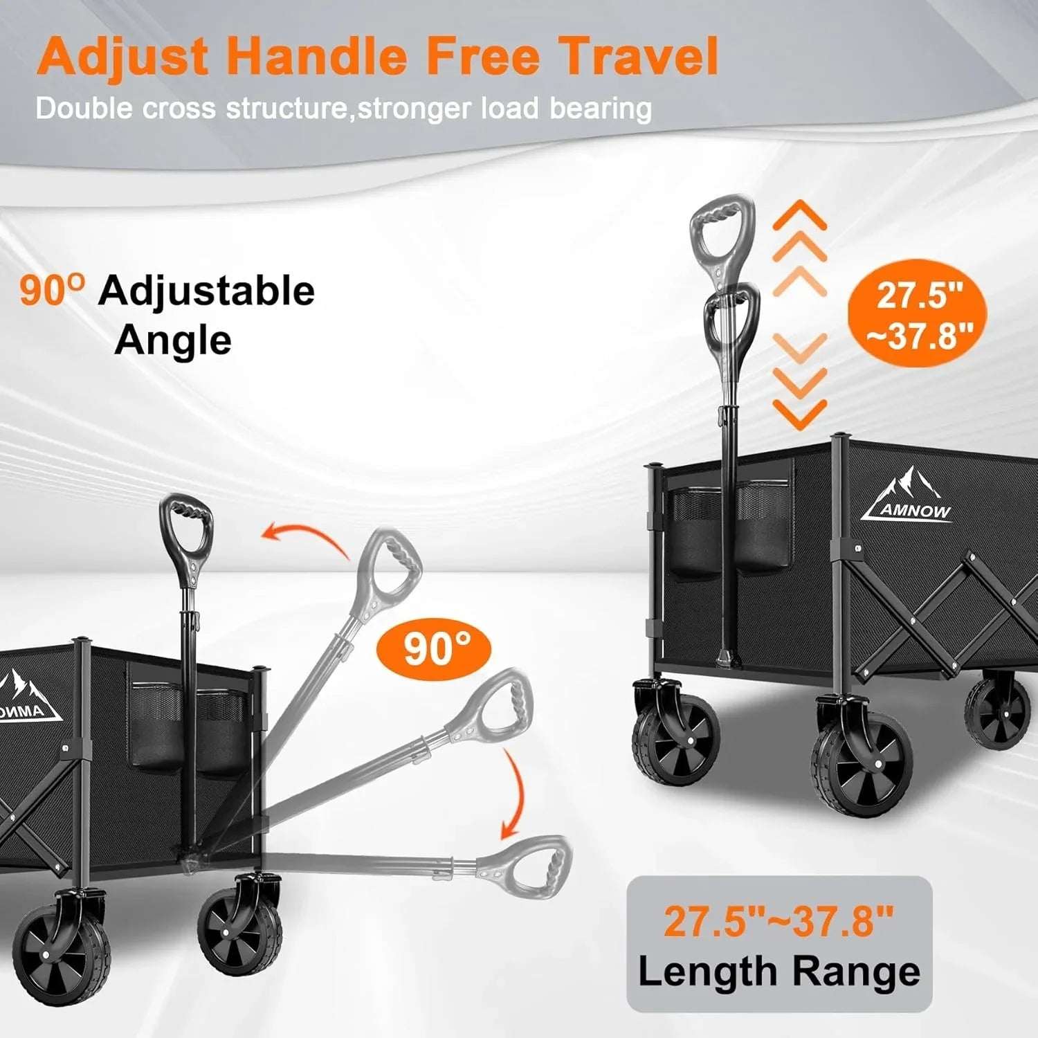 Collapsible Folding Wagon Cart, 350LBS Utility Large Capacity Cart Foldable Wagon with All Terrain Wheels, Grocery Wagons Carts for Garden Shopping Sports Camping