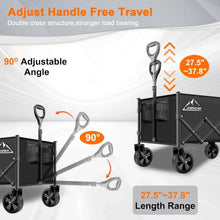 Collapsible wagon cart with adjustable handle angle and four all-terrain wheels