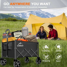 Collapsible folding wagon cart with mesh sides and 4 all-terrain wheels
