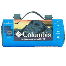 Outdoor blanket roll package with mountain graphic and Columbia branding