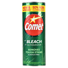 Multipurpose cleaning powder can with Comet logo and bleach for tough stains
