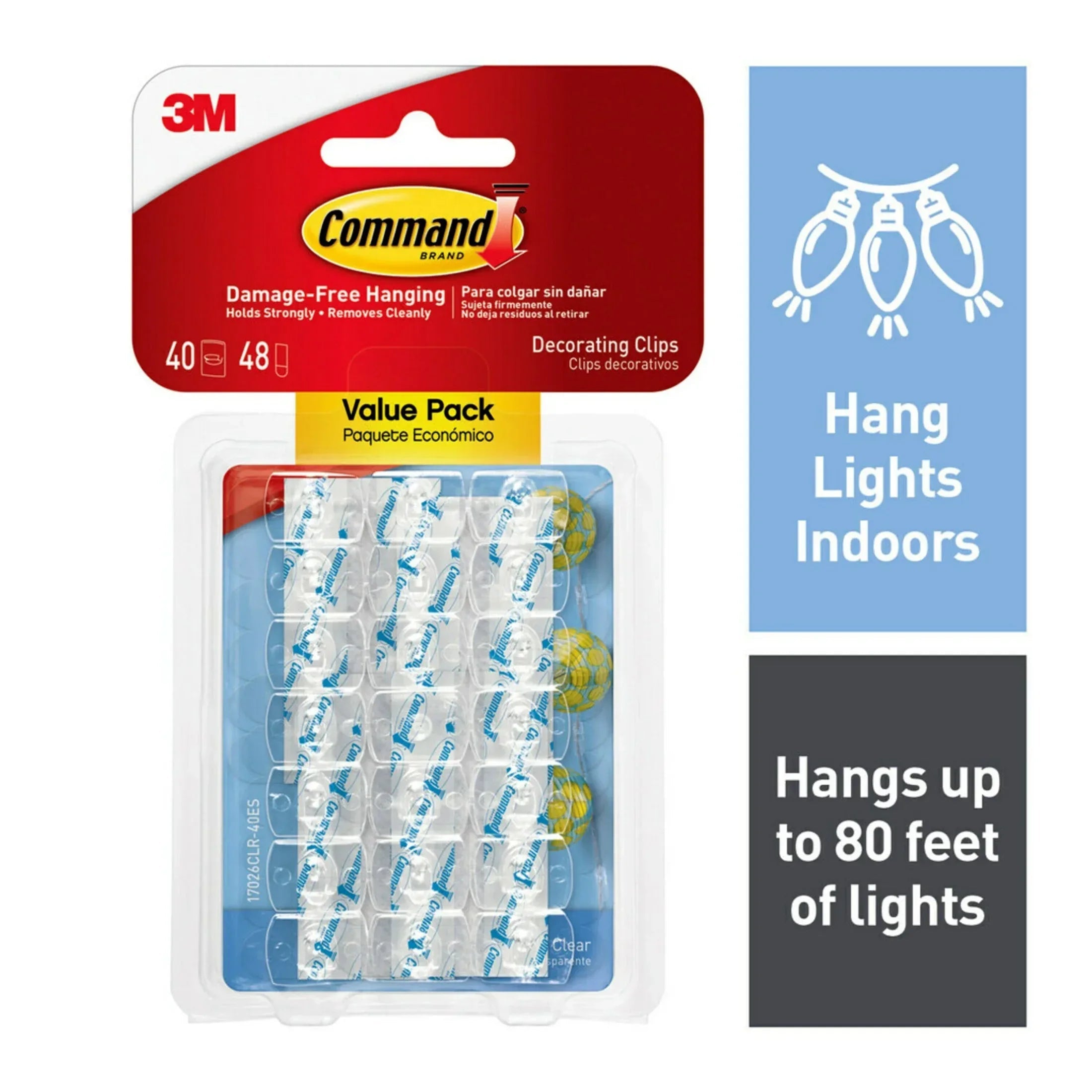 Command Decorating Clips, Clear, 20 Wall Hooks