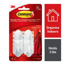 3M Command white medium designer wall hook pack with two adhesive hooks
