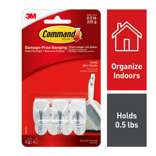 Small white wire toggle hooks set in retail package, 3 hooks and 4 strips