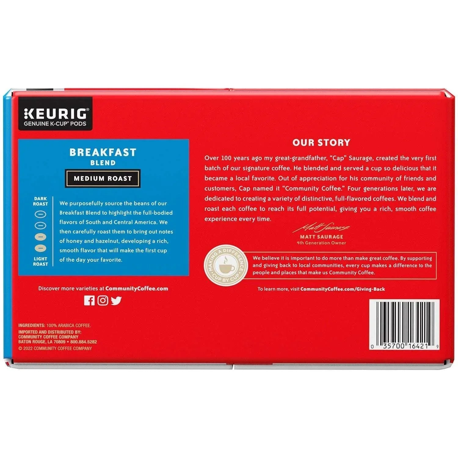 Community Coffee Breakfast Blend Medium Roast Single Serve, 72 ct.
