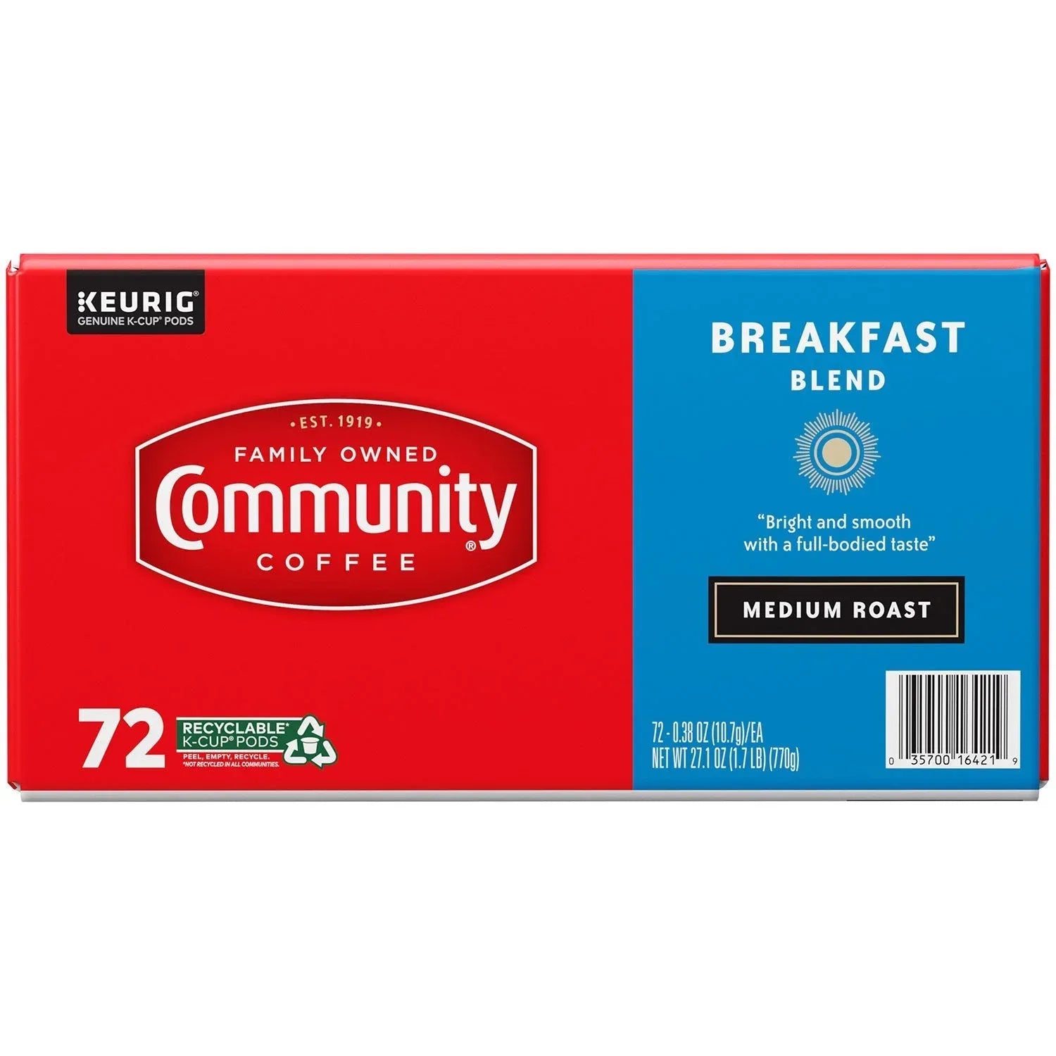 Community Coffee Breakfast Blend Medium Roast Single Serve, 72 ct. - USA MEGA SHOP