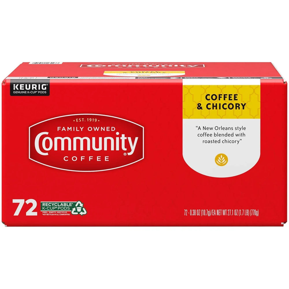 Community Coffee Coffee and Chicory Medium-Dark Roast Single Serve 72 ct. - USA MEGA SHOP