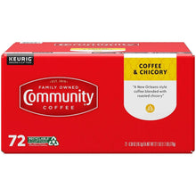 Coffee and chicory K-cup box, 72-count, red, Community Coffee logo on front