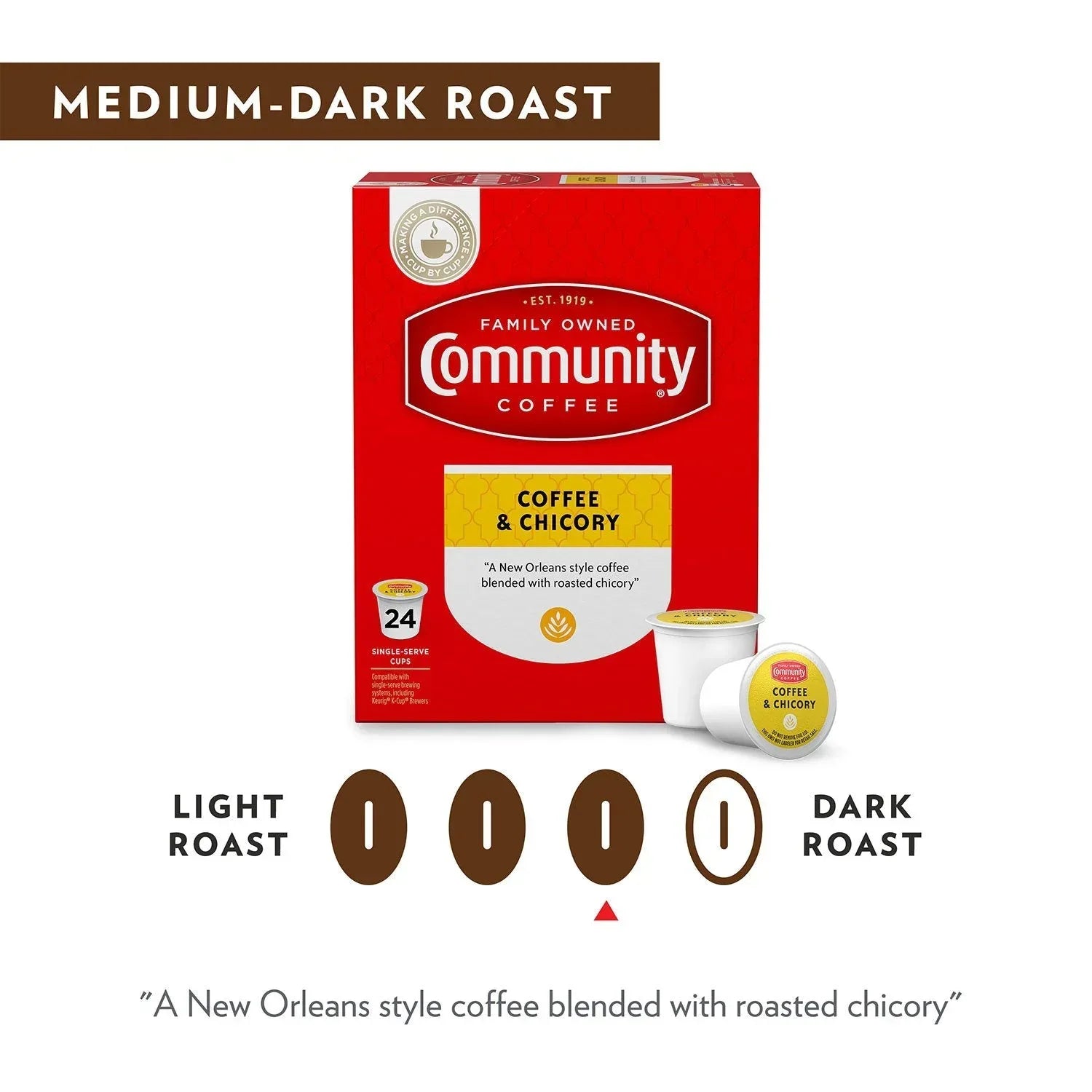 Community Coffee Coffee and Chicory Medium-Dark Roast Single Serve 72 ct. - USA MEGA SHOP