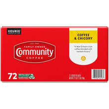 Coffee and chicory K-cup box, 72-count, Community Coffee logo with barcode