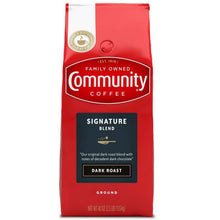 Ground coffee bag, red Community Coffee Signature Blend dark roast, 40 oz
