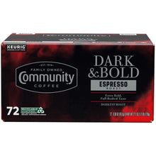 Dark & Bold Espresso Roast coffee pod box, 72 count, Keurig-compatible