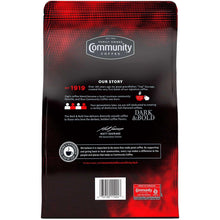 Dark & Bold Espresso Roast ground coffee pouch back label with barcode
