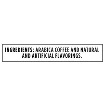 Coffee ingredients label: arabica coffee and natural and artificial flavorings