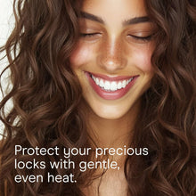 Styled brunette hair with loose curls and even shine
