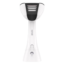 Conair garment steamer with vented top grille and front nozzle, white and black