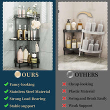 Stainless steel 3-tier corner shower organizer with shelves for bathroom supplies