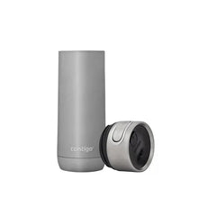 Stainless steel insulated travel mug with removable lid detached