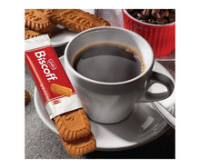 Lotus Biscoff cookies with coffee cup and red package