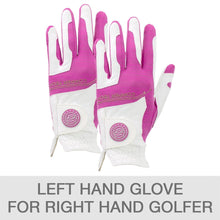 Copper Tech women's pink and white golf gloves, two-pack, left-hand style