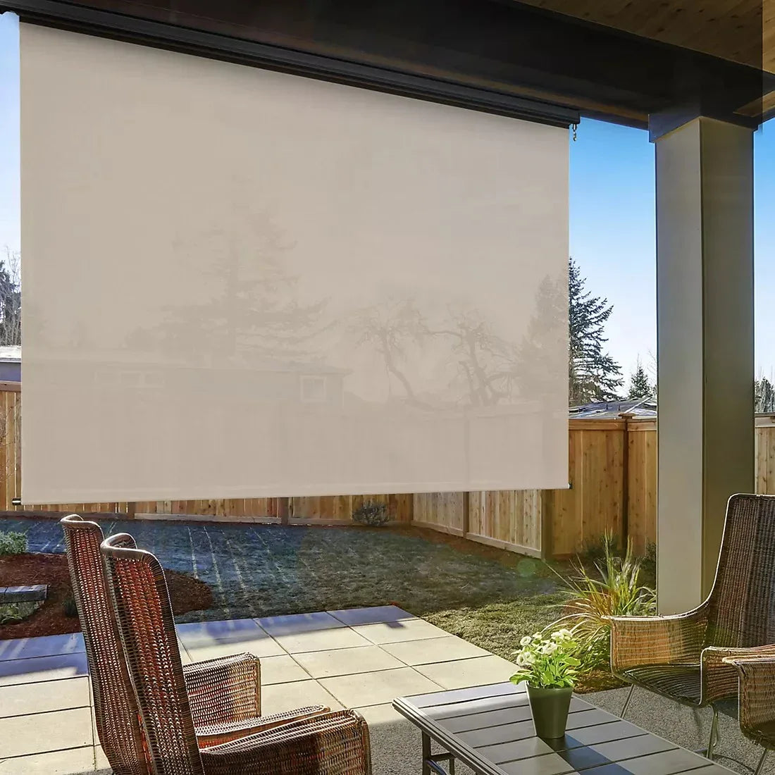 Sol Armor 8' x 8' Cordless Outdoor Sun Shade with Valance