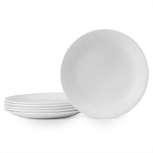 White round glass salad plates, stacked set of six, 8.5 in